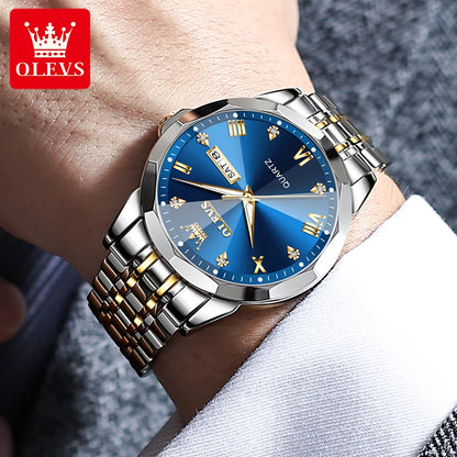 OLEVS 9931 Luxury Business Watch – Waterproof Luminous Quartz Steel Wristwatch for Men
