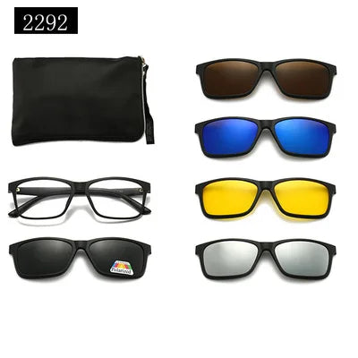 5-in-1 Polarized Magnetic Clip-On Sunglasses for Men & Women – Optical Frame with Magnet Clip-On Sun Glasses Robb
