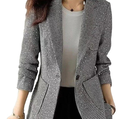 Women's Retro Korean Blazer – Warm Long Fall Coat, Tailored Casual Luxury Jacket for Trendy Outfits Maddy