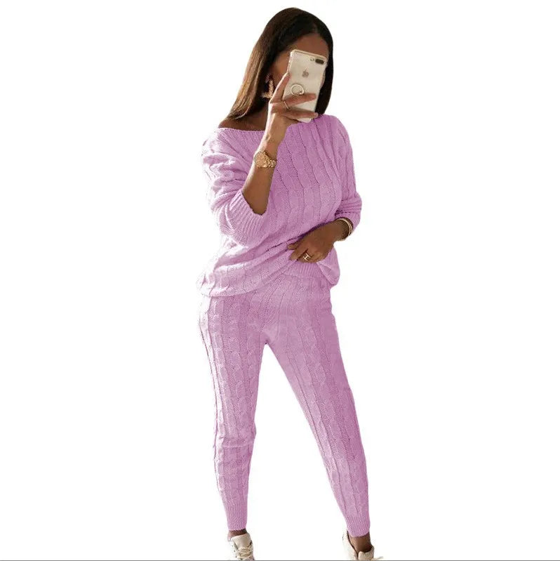 Women's Multi-Color Turtleneck Sweater Set - Drop Shoulder Knitwear for Comfortable Fall Fashion Lavinia