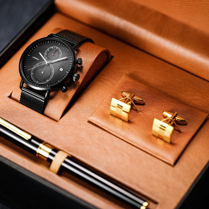 Sinobi Men’s Luxury Watch Gift Set – Business Wristwatch with Pen | Perfect Gift for Leader, Boyfriend, Husband, or Father Daniel