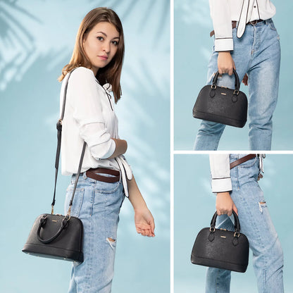 LOVEVOOK Designer Double Zip Satchel Bag – Classic Top Handle Shoulder Purse & Small Crossbody Bag for Women Yassi