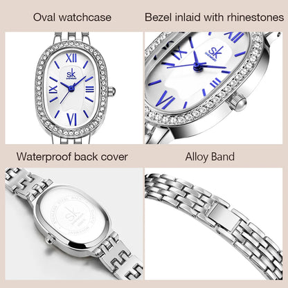 Waterproof Vintage Women's Watch - Luxury Diamond-Studded Quartz Watch for Ladies Emeline