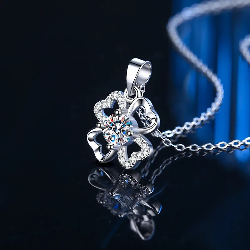 S925 Silver D-Color Moissanite Necklace – Elegant Flower Pendant
