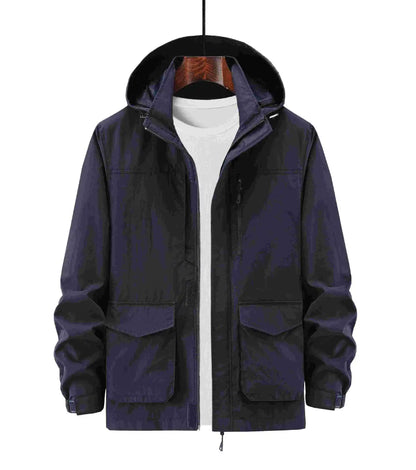 Men's Outdoor Hooded Cardigan Jacket - Lightweight Multi-Pocket Solid Color Casual Jacket Eragon