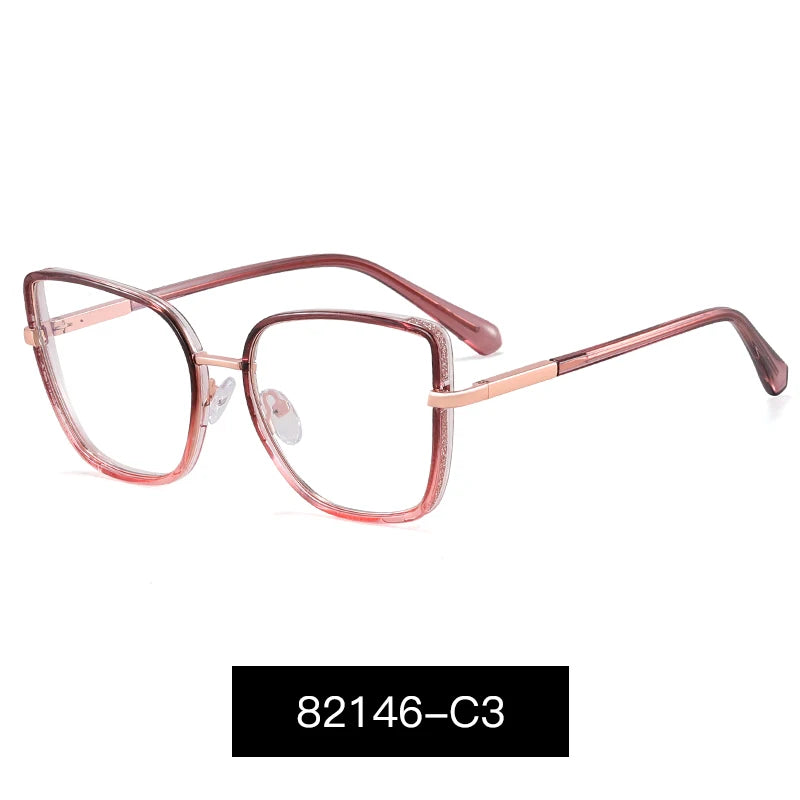 Large Frame Fashion Eyeglasses Women's Anti Blue Light Blocking Glasses
