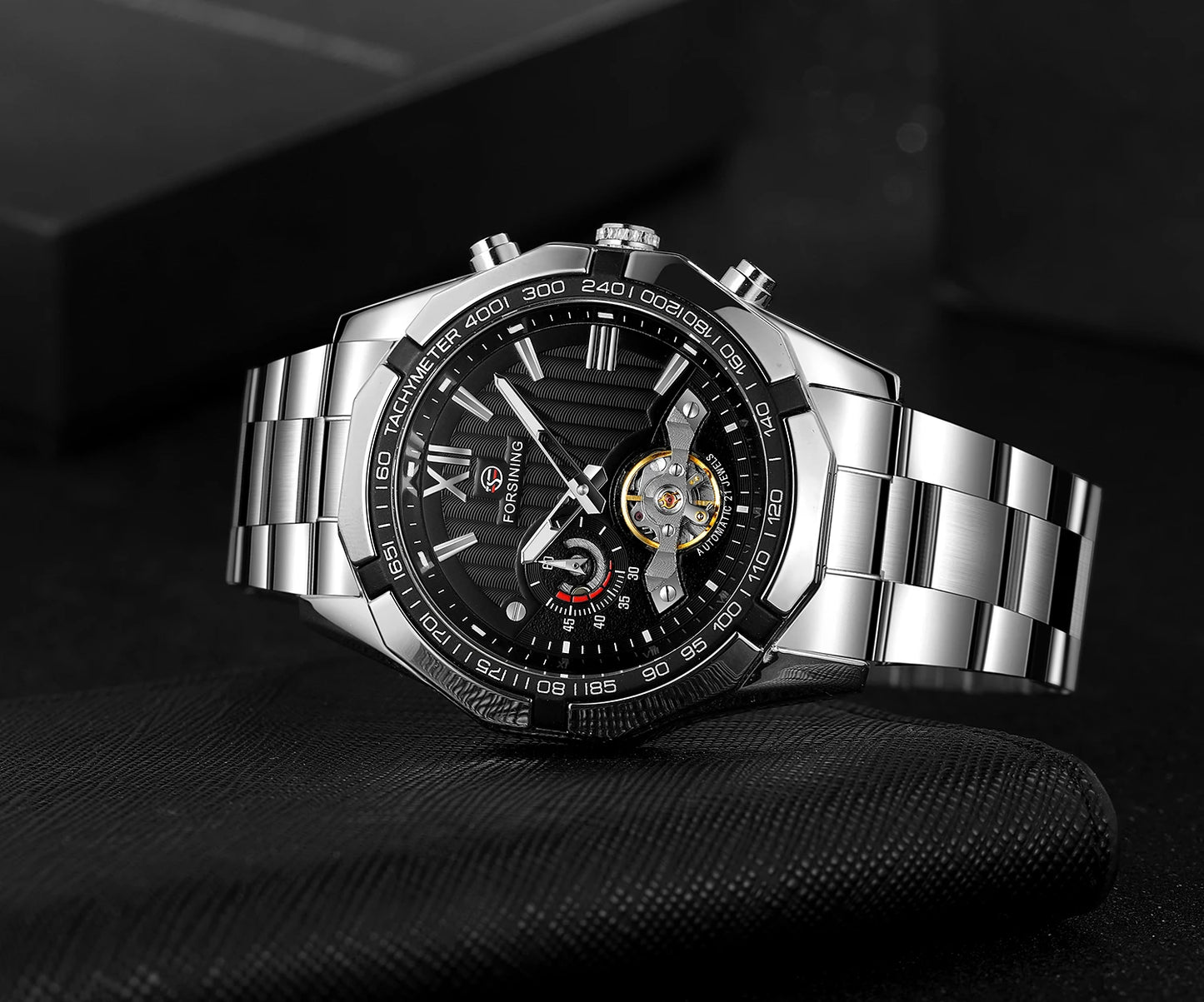 FORSINING 8235 Men's Mechanical Watch – New Arrival, Stainless Steel Band, Waterproof, Luminous, Vintage Business Design