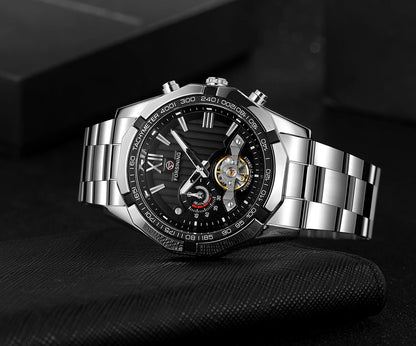 FORSINING 8235 Men's Mechanical Watch – New Arrival, Stainless Steel Band, Waterproof, Luminous, Vintage Business Design