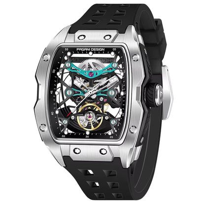 PAGANI DESIGN PD‑YS018 Men’s Automatic Skeleton Watch with Sapphire Glass, Luxury Mechanical Wristwatch 50M Waterproof