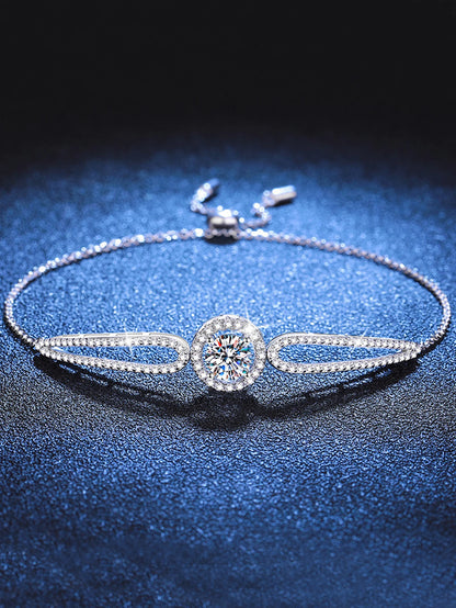 Exquisite 1ct Round Moissanite Bracelet – Claw-Setting 925 Sterling Silver Chain Jewelry for Women Erich