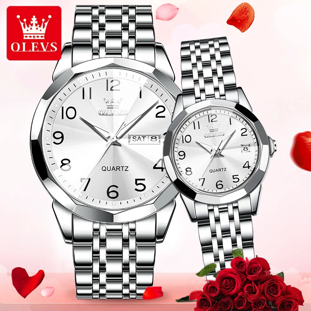 OLEVS 9970 Fashion Quartz Watches: Affordable Business Wrist Watches for Men & Women | Perfect Couple Gift Set