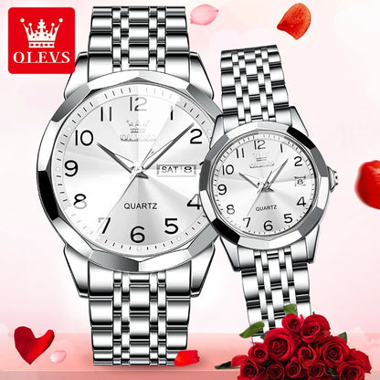 OLEVS 9970 Fashion Quartz Watches: Affordable Business Wrist Watches for Men & Women | Perfect Couple Gift Set