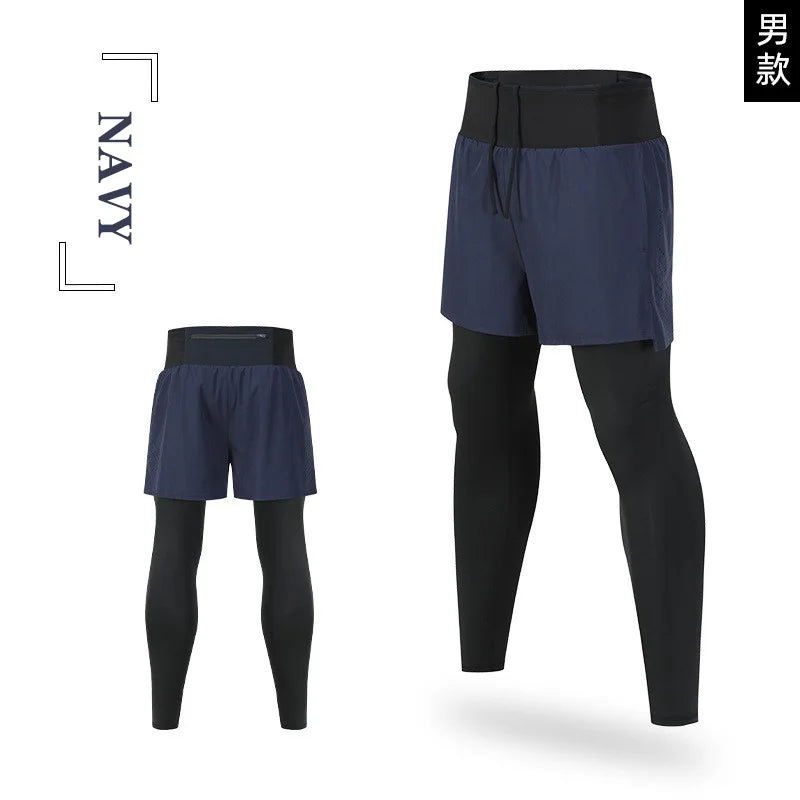 Men's Breathable Quick Dry Gym Leggings Elastic Waist Compression Tights for Fitness Running Training Workout Solid Alin