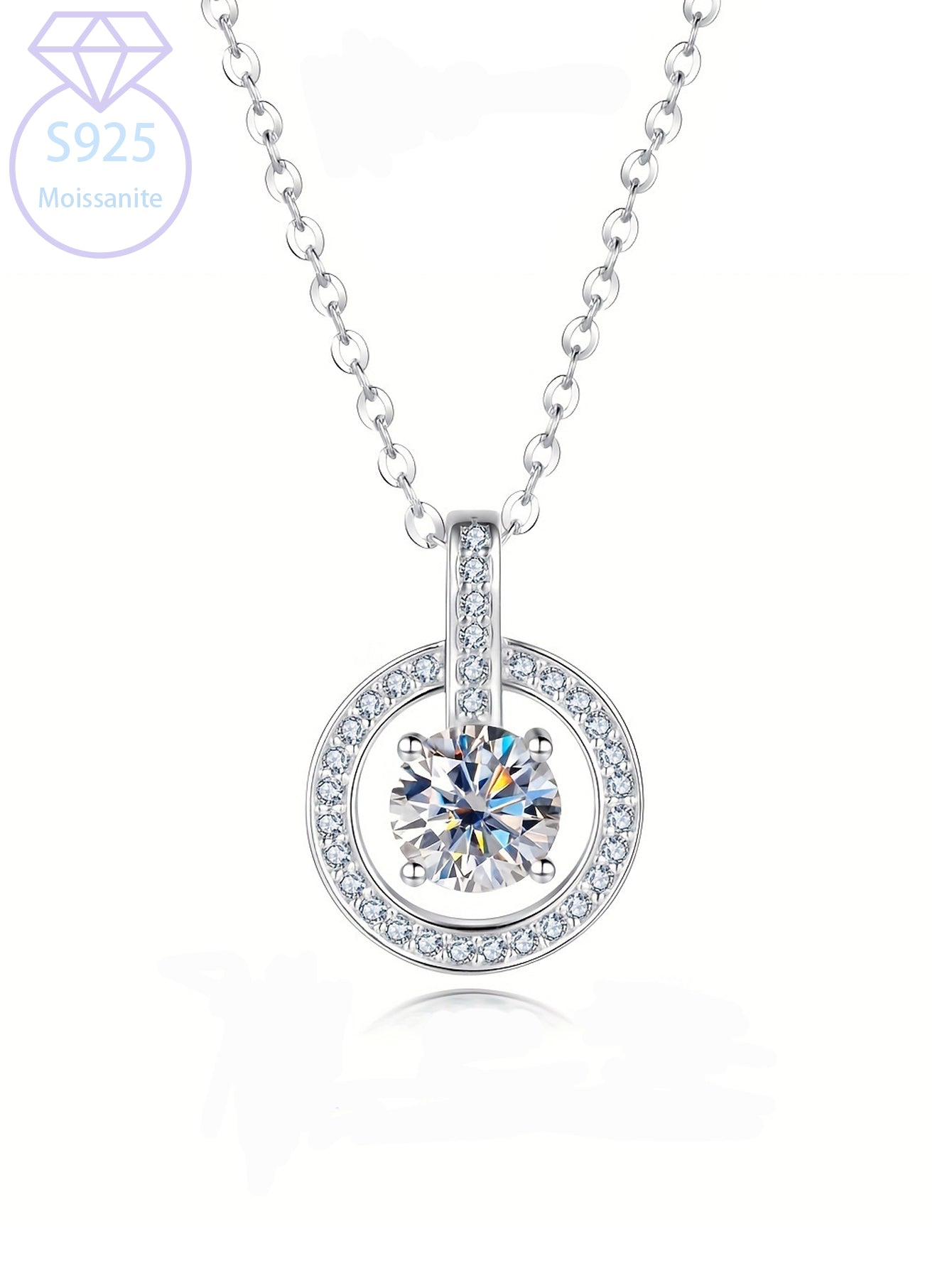 Round Cut Moissanite Necklace – 925 Sterling Silver Beating Heart Pendant, Luxury Fashion Jewelry for Women Lily