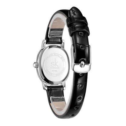 Shengke Ladies' Leather Watch – Luxury Waterproof Quartz Women's Wristwatch Patience
