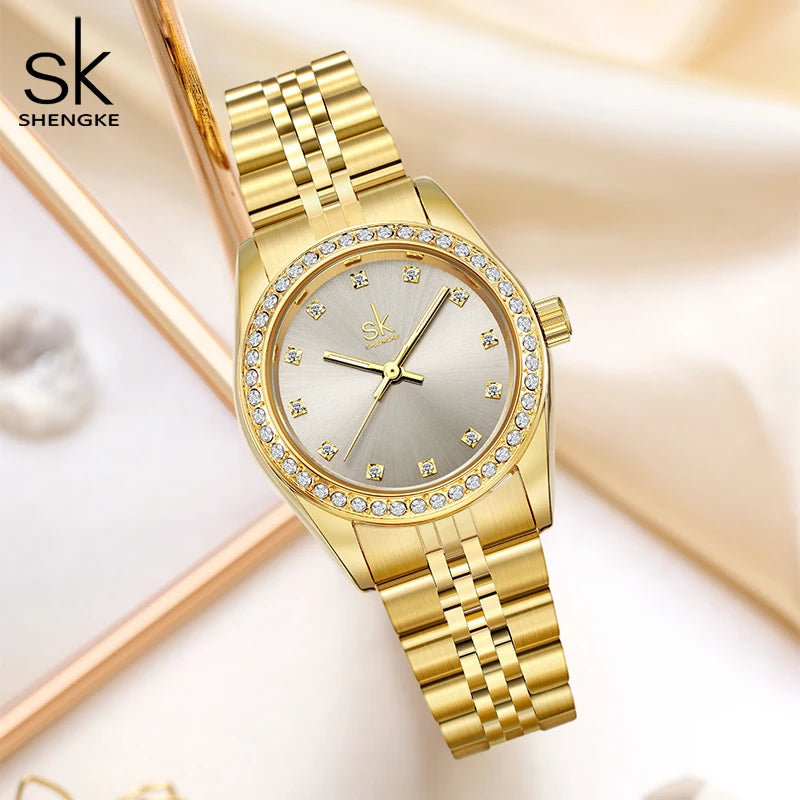 SHENGKE K0156L Women’s Luxury Watch Gift Box Set – Gold Ladies Wristwatch with Necklace, Earrings, and Bracelet | Perfect Gift for Women Carla Mae