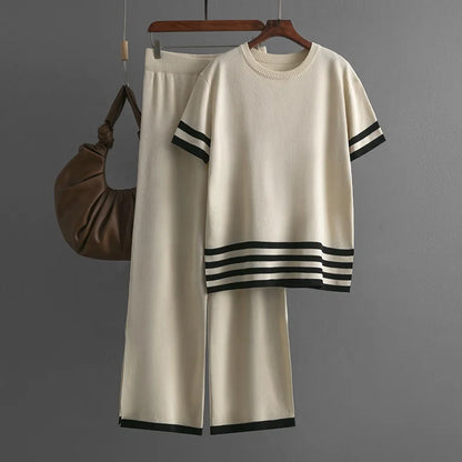 Women's Two-Piece Sweater Set – Solid Color Sweater & Half-Wrap Hip Skirt for Autumn and Winter Fashion Viena
