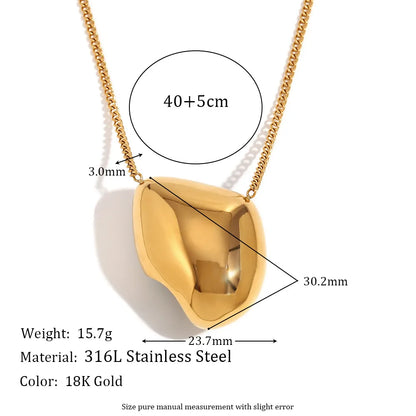 Vintage 18K Gold Titanium Steel Pendant Necklace – Retro Fashion Jewelry for Women