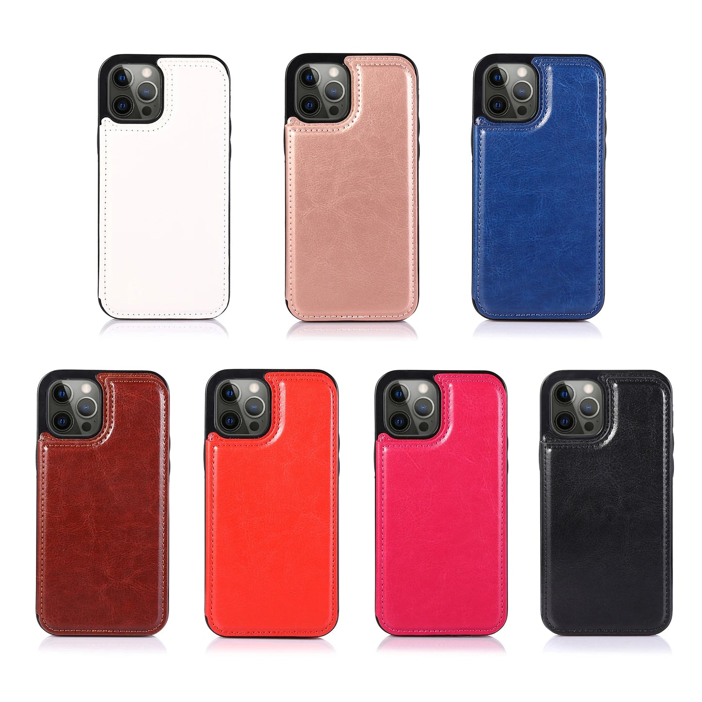 Mobile Phone Case PU Leather Card Holder Wallet for iPhone Multifunctional Flip with Stand Cell Phone Case
