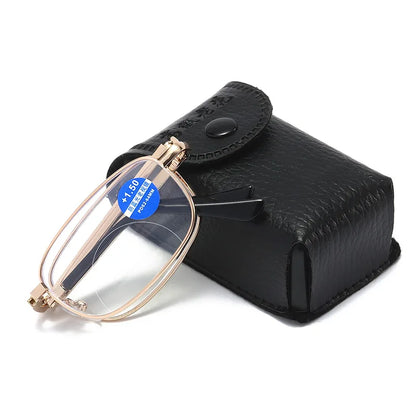 Folding Portable Blue Light Blocking Reading Glasses – Dual Purpose Metal Frame for Men & Women Solace