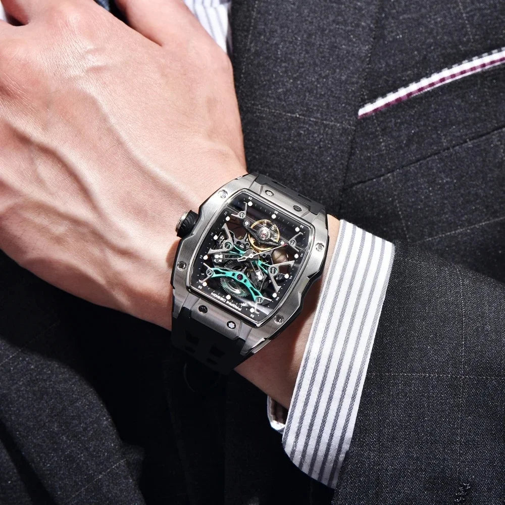 PAGANI DESIGN PD‑YS018 Men’s Automatic Skeleton Watch with Sapphire Glass, Luxury Mechanical Wristwatch 50M Waterproof