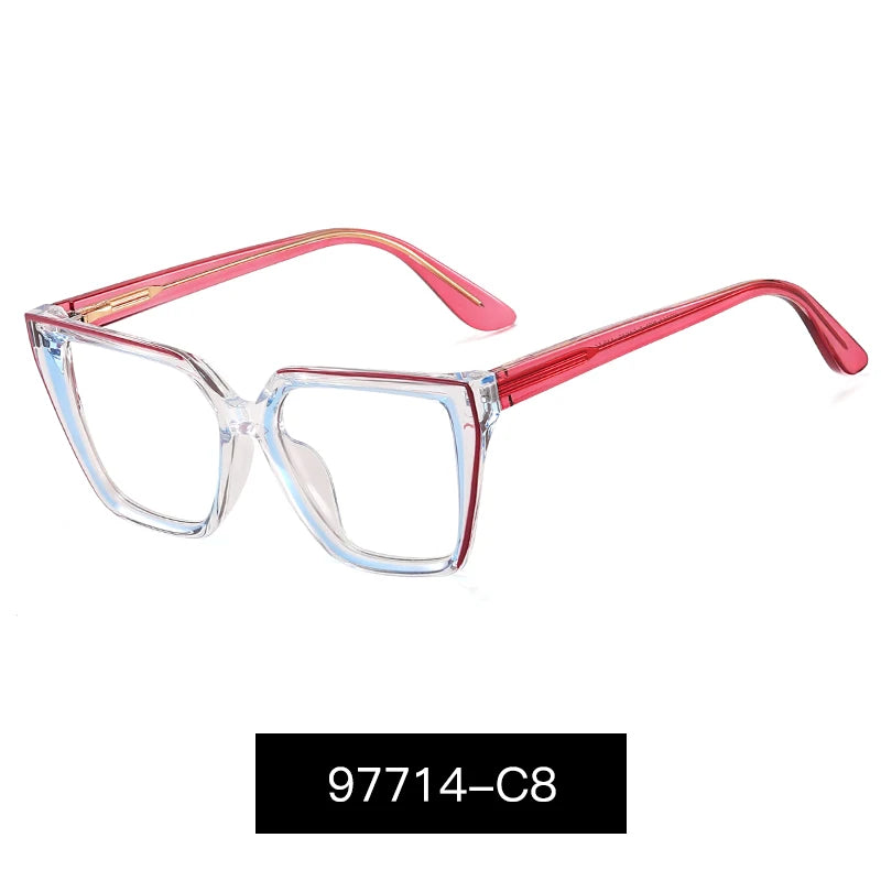 Women’s Square Blue Light Blocking Eyeglasses – TR90+CP Optical Frames | Custom Photochromic Anti-Blue Light Bezel
