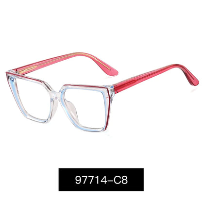 Women’s Square Blue Light Blocking Eyeglasses – TR90+CP Optical Frames | Custom Photochromic Anti-Blue Light Bezel