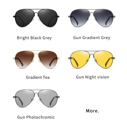 Luxury Pilot Polarized Night Vision Glasses – Memory Metal Photochromic Sunglasses for Men & Women | Driving Eyewear Edison