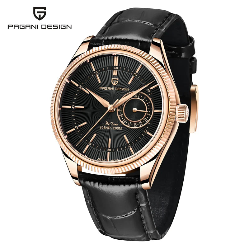 PD1689 PAGANI DESIGN Men’s Quartz Watch | Luxury Business Wristwatch with Sapphire Glass, Genuine Leather Strap, Waterproof