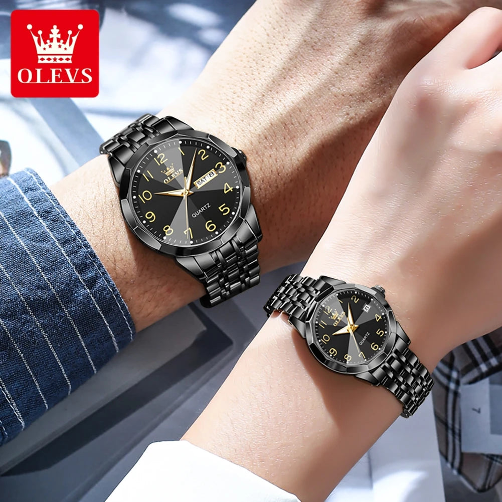 OLEVS 9970 Fashion Quartz Watches: Affordable Business Wrist Watches for Men & Women | Perfect Couple Gift Set