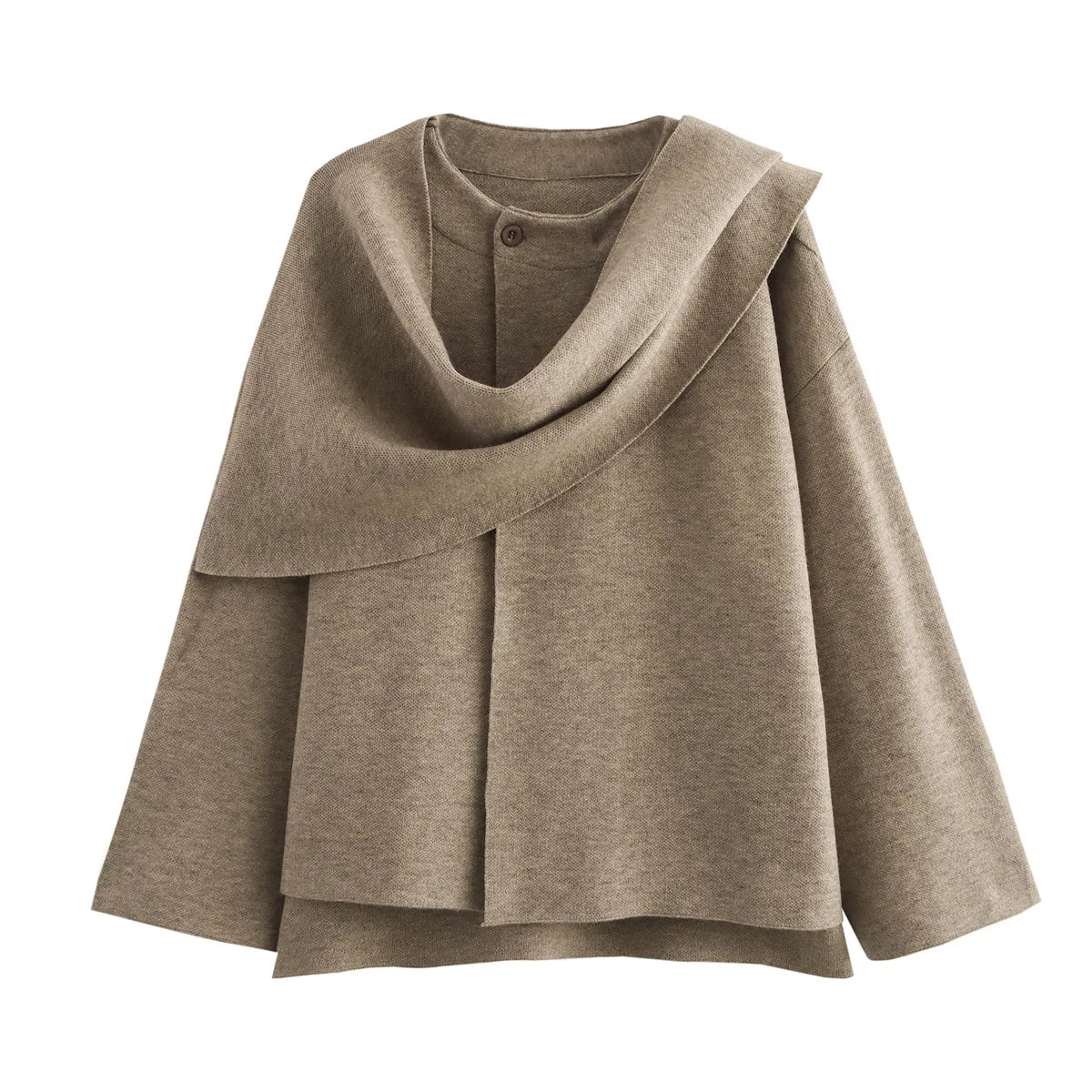 Vintage Long Sleeve Knitted Coat with Scarf – Women's Autumn Sweater Aurora