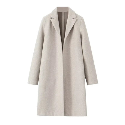 Women's Mid-Length Lapel Coat - Autumn & Winter Loose Button Jacket Ursula