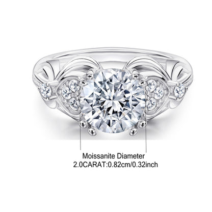 2 Carat Moissanite Retro Ring in 925 Sterling Silver – Classic Luxury Fashion Jewelry Gift for Women Hyacinth