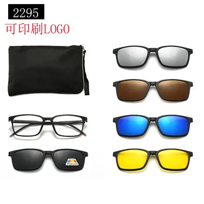 5-in-1 Polarized Magnetic Clip-On Sunglasses for Men & Women – Optical Frame with Magnet Clip-On Sun Glasses Robb