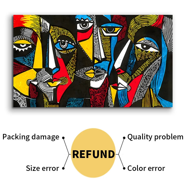 Abstract Character Canvas Paintings – Modern Wall Art for Living Room Décor