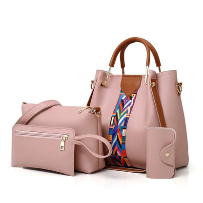 Leather Handbag Set for Women – 4-Piece Fashion Bag Set with Shoulder & Crossbody Bags, Large Capacity