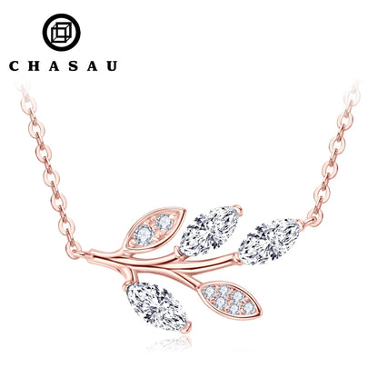 0.90ct Marquise‑Cut Moissanite Pendant Necklace in 925 Sterling Silver – Leaf Design for Women