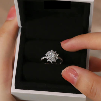 0.5 Carat Certified Moissanite Sunflower Ring – 925 Sterling Silver Wedding Jewelry for Women Joyce
