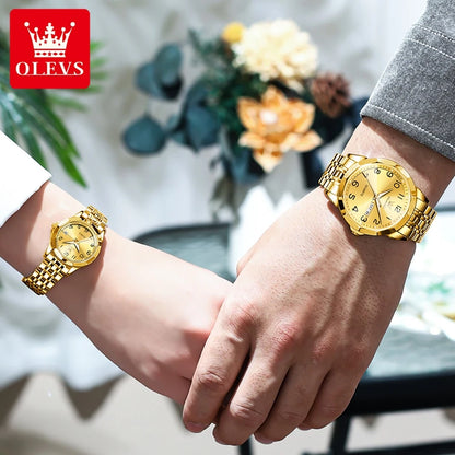 OLEVS 9970 Fashion Quartz Watches: Affordable Business Wrist Watches for Men & Women | Perfect Couple Gift Set