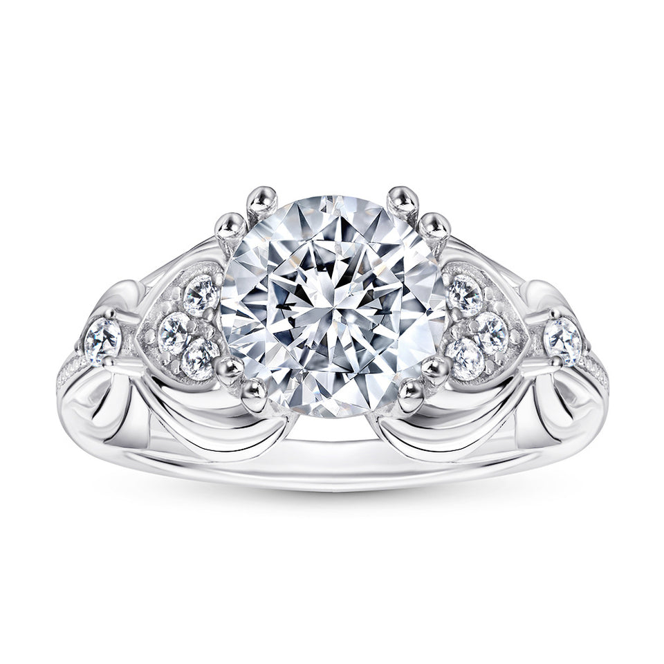 2 Carat Moissanite Retro Ring in 925 Sterling Silver – Classic Luxury Fashion Jewelry Gift for Women Hyacinth