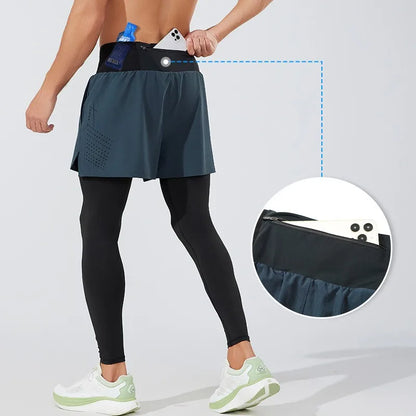 Men's Breathable Quick Dry Gym Leggings Elastic Waist Compression Tights for Fitness Running Training Workout Solid Alin