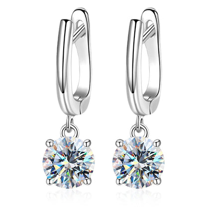 GRA Certified 1CT Moissanite Hoop Earrings – Luxury 925 Sterling Silver 18K White Gold Plated Wedding Fine Jewelry for Women Justine