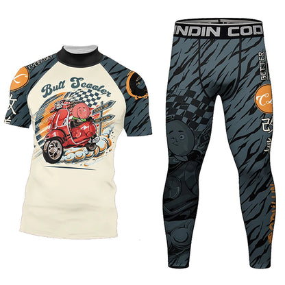 Cody Men’s 4‑Piece Gym Training Set – Compression Leggings, Thermal Shorts & Rash‑Guard Sportswear