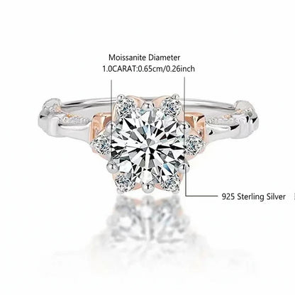 925 Sterling Silver 1-Carat Moissanite Ring – Two-Tone Rose Gold Design Rania
