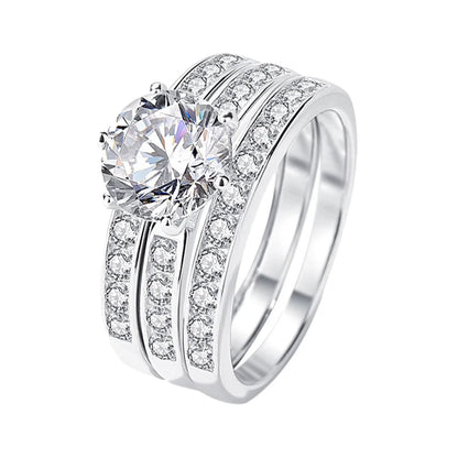 Elegant S925 Sterling Silver Moissanite Wedding Ring | 2CT Colored Gemstone | Durable Jewelry for Lasting Love