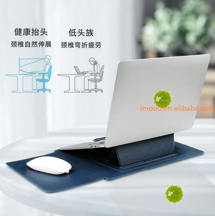 3-in-1 Laptop Bag with Stand & Mouse Pad | PU Leather Laptop Sleeve Case for 11-16 Inch Notebooks | Stylish & Portable Cover