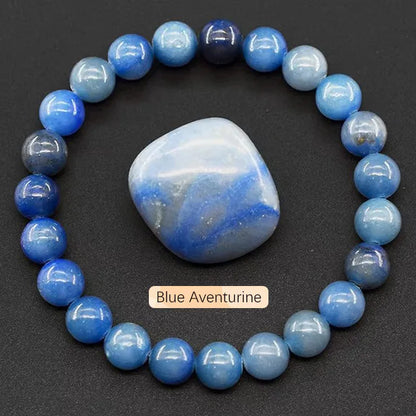 8mm Natural Stone Beaded Bracelet | Fashion Crystal Elastic Stretch Jewelry Gift Nia