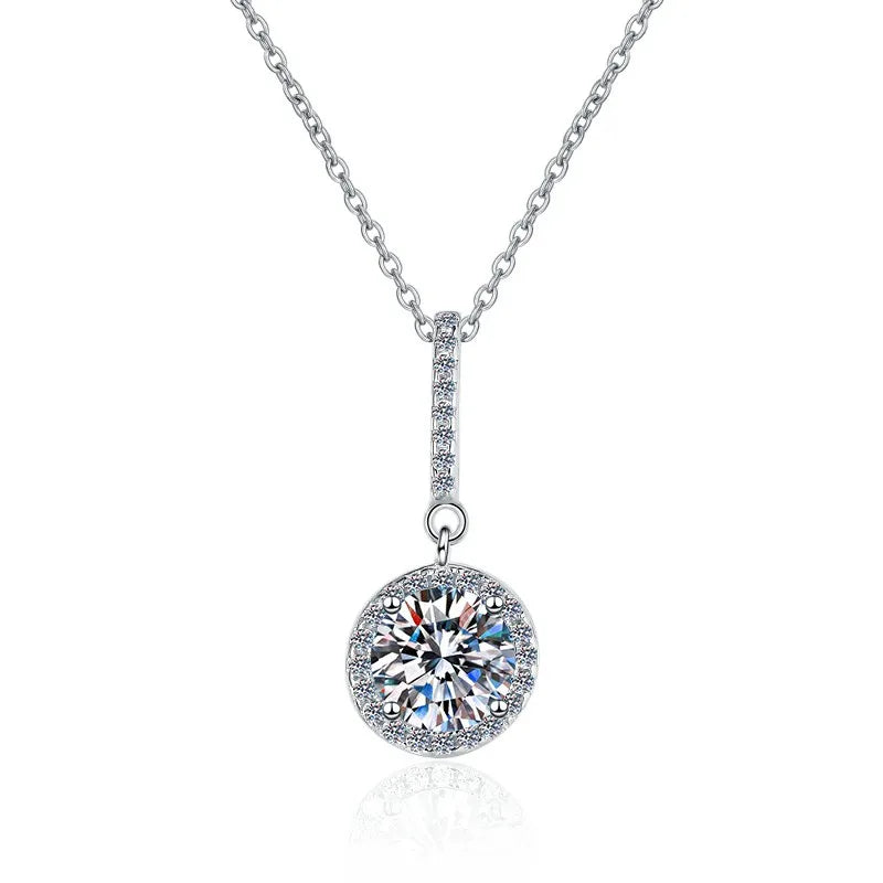 Fine Jewelry: Valentine’s Gift S925 Sterling Silver Necklace with Pink VVS1 Moissanite Diamond Pendant