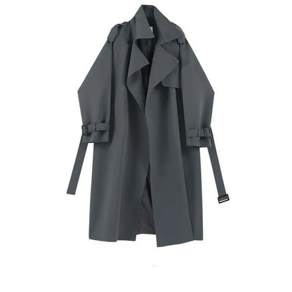 Elegant British Style Women's Mid-Length Trench Coat – High Waist Casual Slimming Windbreaker Overcoat Hermione