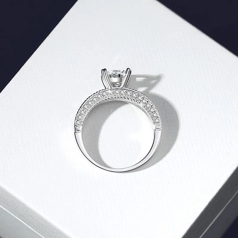 Fine Jewelry | S925 Sterling Silver Princess Cut Moissanite Diamond Ring | VVS1 Clarity Engagement & Wedding Band Gillian